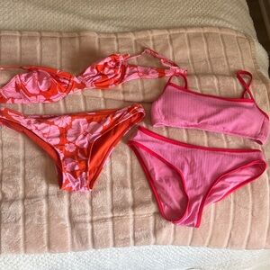 Floral and Solid Pink Bikini Set - Target